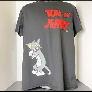 Tom and Jerry Two Sided Black Graphic T-Shirt Tee